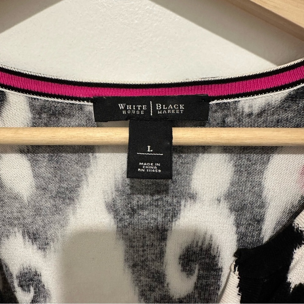 White House Black Market Floral Fleur De Lis Ikat Snap Cardigan Size‎ Large - Picture 3 of 7